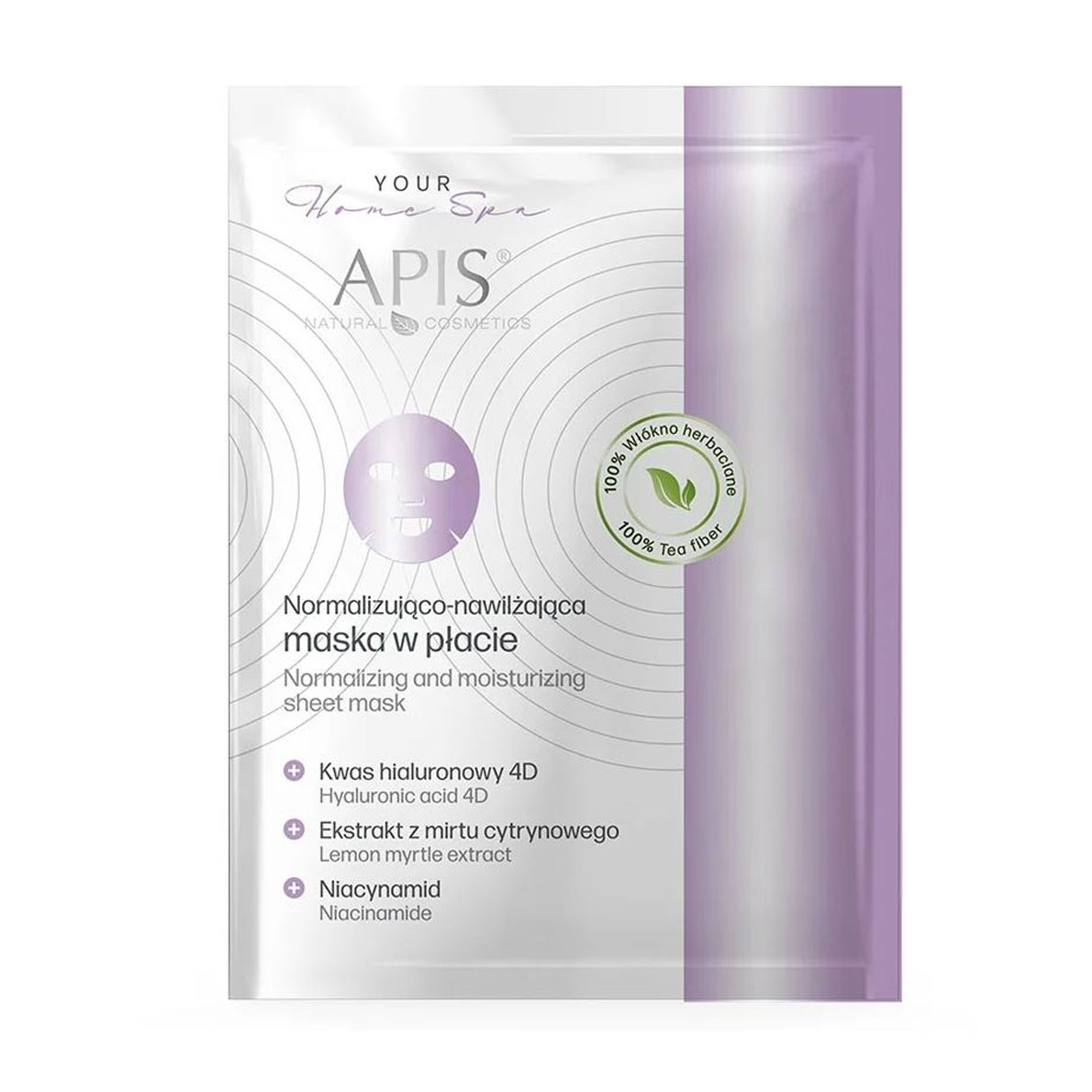 Нормалізувальна та зволожувальна тканинна маска для обличчя Apis Natural Cosmetics Your Home Spa Normalizing And Moisturizing Sheet Mask, 20 г